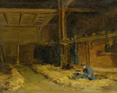 Soldier in Straw Bed by Albert Anker